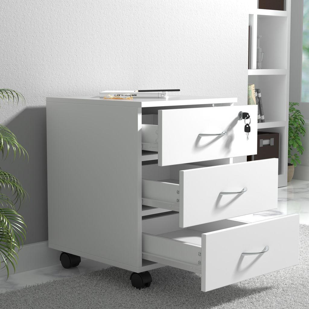 VCM Rollcontainer | Beistellcontainer mit drei Schubladen | Maße ca. H. 55 x B. 40 x T. 44 cm | Bürocontainer abschließbar - Baula L