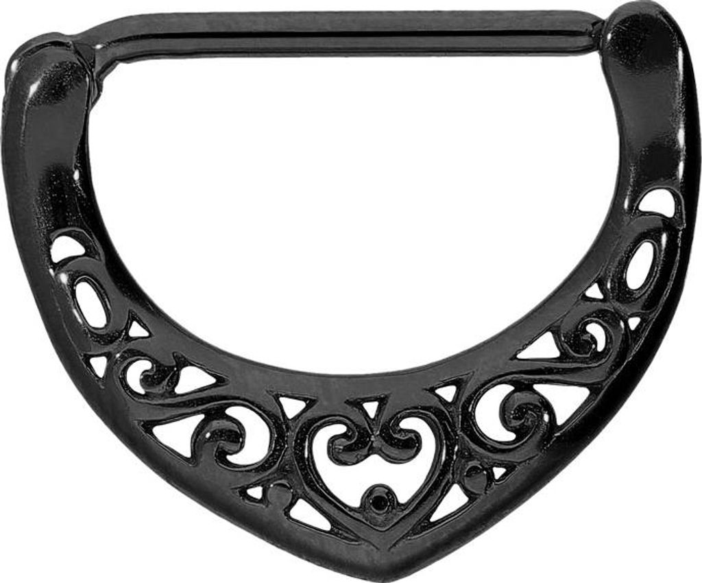 Brustwarzenpiercing, Chirurgenstahl Nippelpiercing Clicker ORIENTALISCH Schwarz Stablänge: 16mm