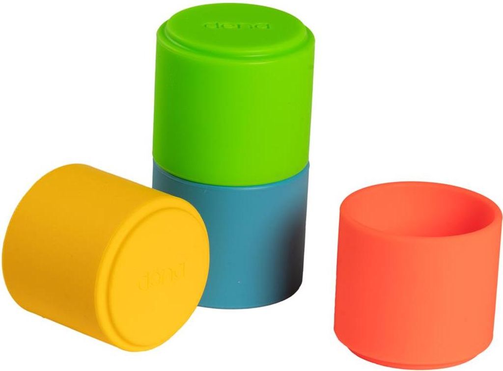 Stapelbecher Neon aus Silikon, stapelbar, wasserdicht, flexibel, für kleine Hände