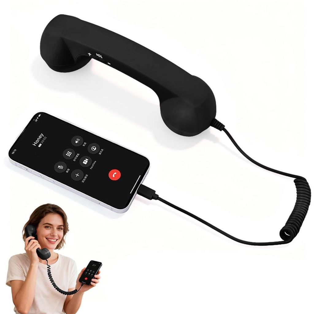 Telefonhörer im Retro-Stil mit Typ-C, Kabelhörer für Produktbild 