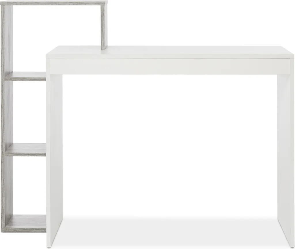 Petit Bureau d'Angle Gain de Place - Solution de Rangement Blanc et Gris