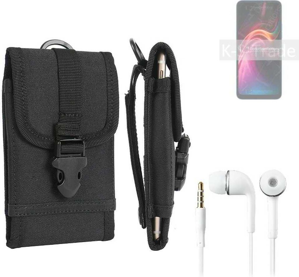K-S-Trade Holster Schutz Hülle kompatibel mit UMIDIGI G1 Max Gürteltasche Handy Hülle Tasche outdoor Seitentasche schwarz 1x + Kopfhörer