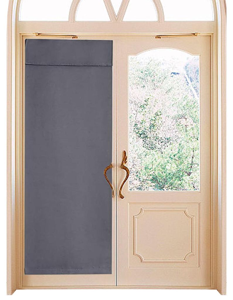 Selbstklebender, wärmeisolierender Vorhang mit Befestigungsband für Glastüren und Fenster, grau, 86 x 173 cm (ohne Stanzen), Verdunkelungsvorhang.