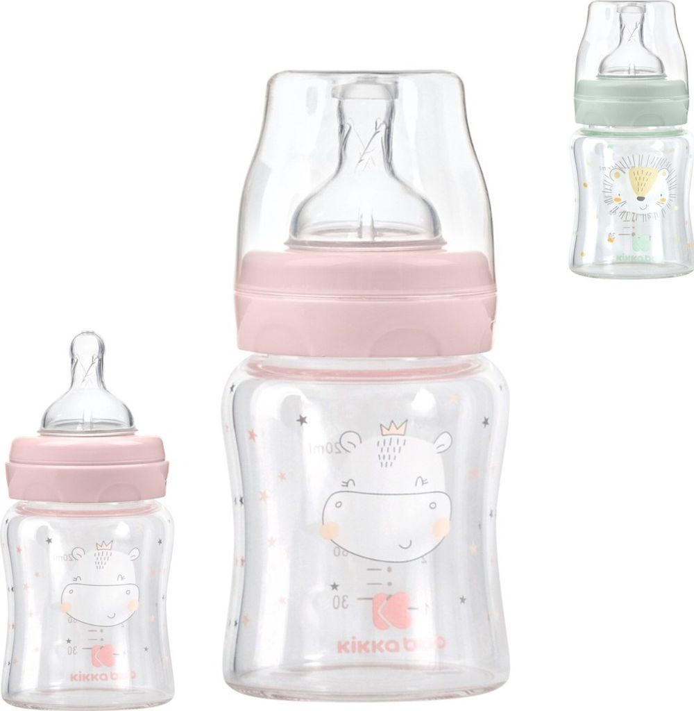 Kikkaboo Baby Glasflasche 120 ml, Weithalsöffnung, Produktbild 