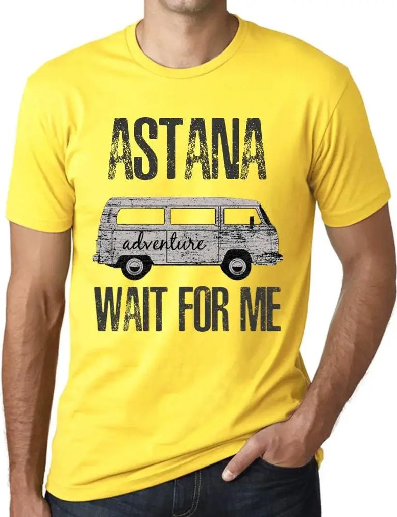 Herren Grafik T-Shirt Abenteuer warten auf mich in Astana – Adventure Wait For Me In Astana – Öko-Verantwortlich Vintage Jahrgang Kurzarm Lustige