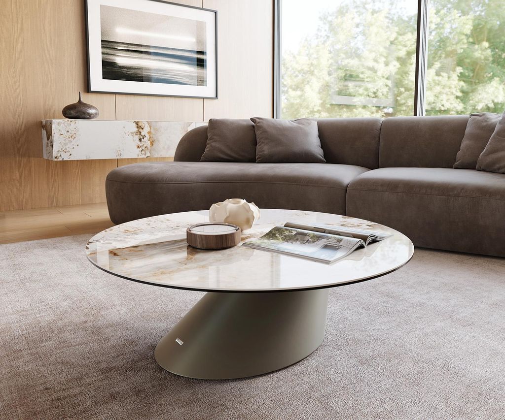 DELIFE Couchtisch Edge Rund 100x100 cm Keramik Minas Produktbild 