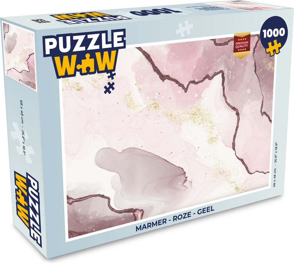 MuchoWow Puzzle 1000 Teile Marmor - Rosa - Gelb - Erwachsene - Rätsel