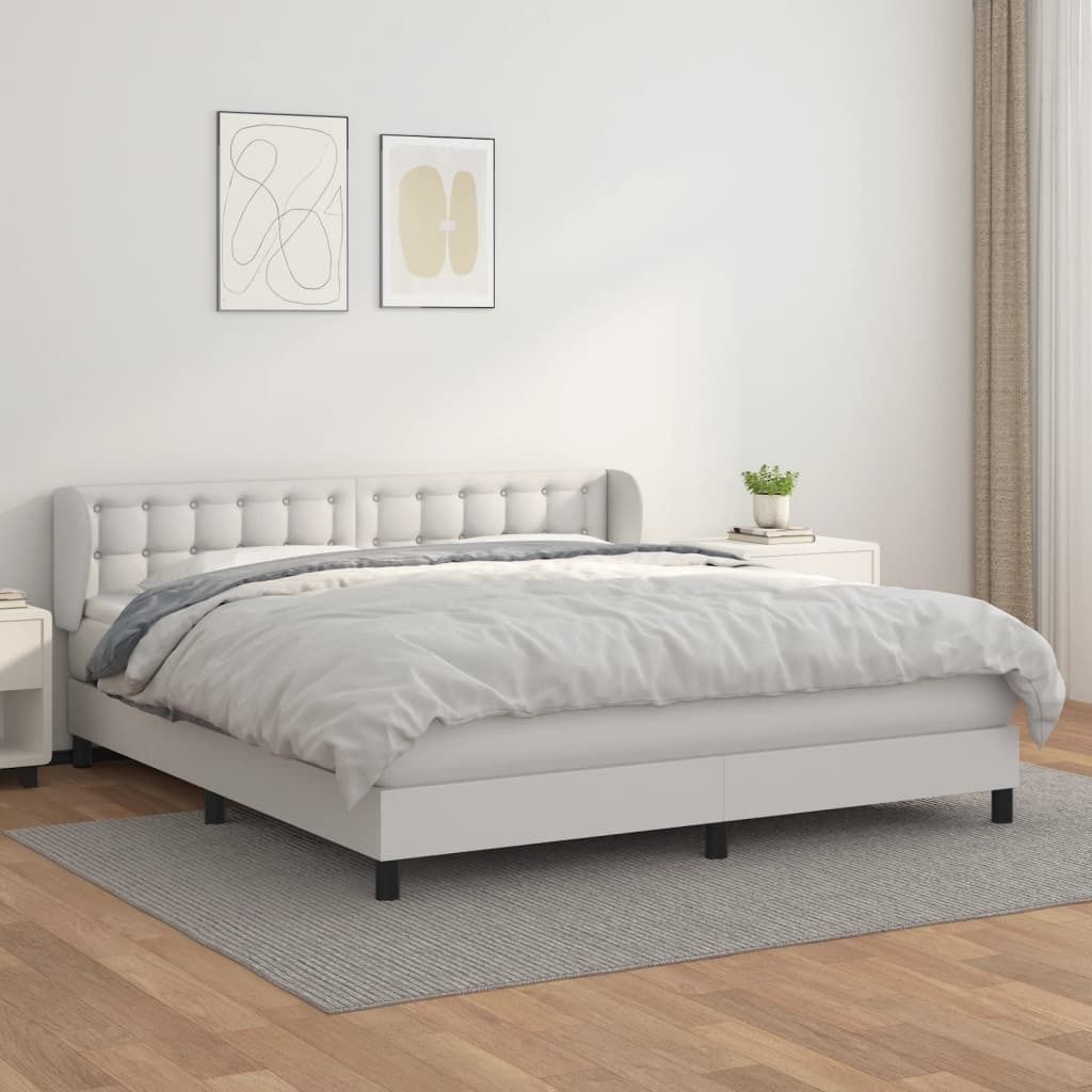 Maison Exclusive - Boxspringbett mit Matratze Weiß 160x200 cm Kunstleder