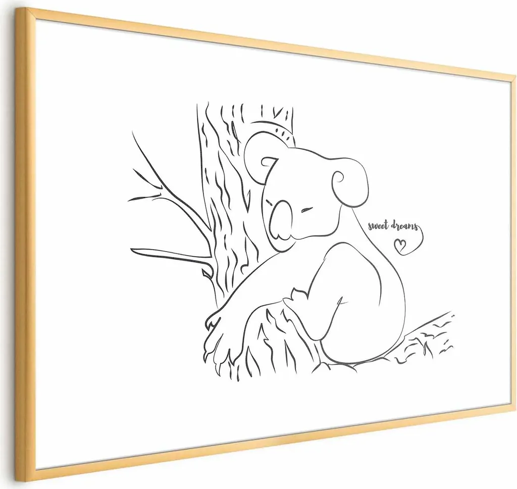 Quadro Koala 60x40 cm Cornice Oro Luxury - Decorazione Parete Moderna