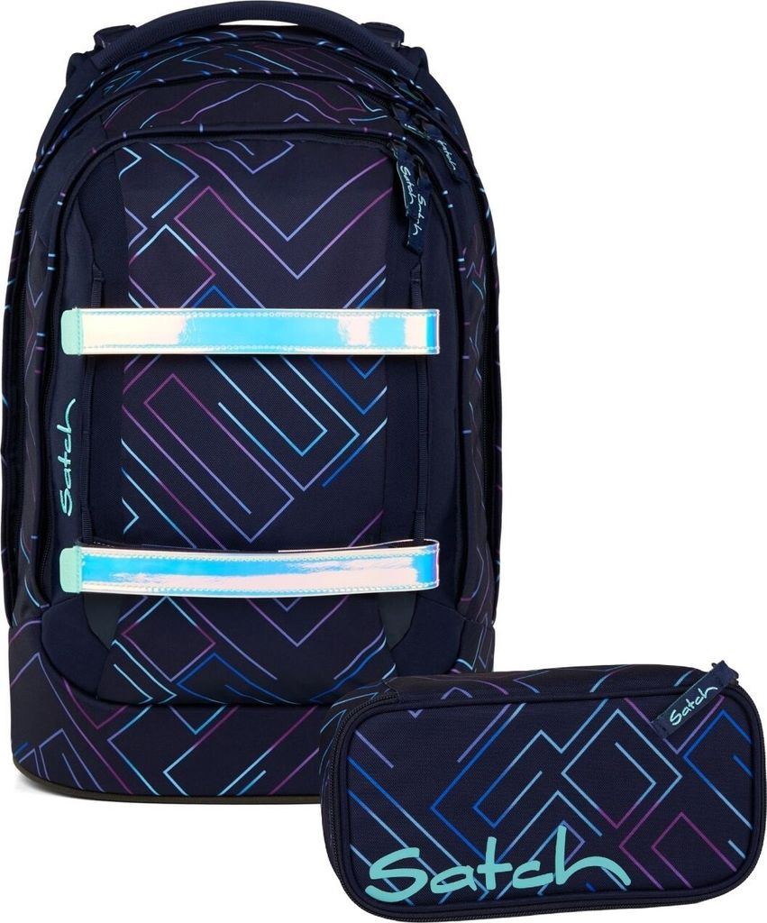 Satch, Schulrucksack-Set PACK Purple Laser 2-teilig, ab 5. Klasse