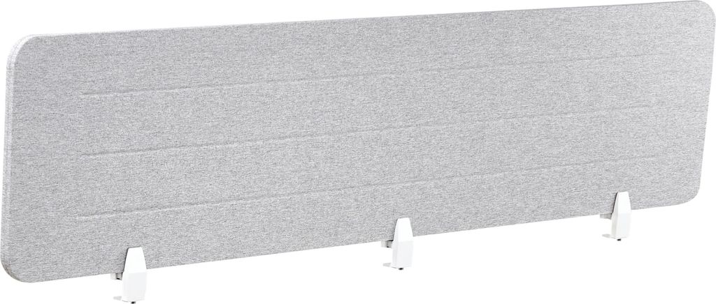 BELIANI Schreibtisch Trennwand Hellgrau Stoff PET Kunststoff 180 x 40 cm zum Klemmen Befestigungsklammern Schallschutz Sichtschutz Büro Home Office