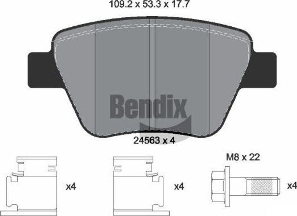 BENDIX Braking BPD1225 Bremsbelagsatz, Scheibenbremse OE 2K5698451 kompatibel mit A1 8X, A3 8P, Altea, Altea XL, Leon, Octavia, Superb, Yeti, Beetl...
