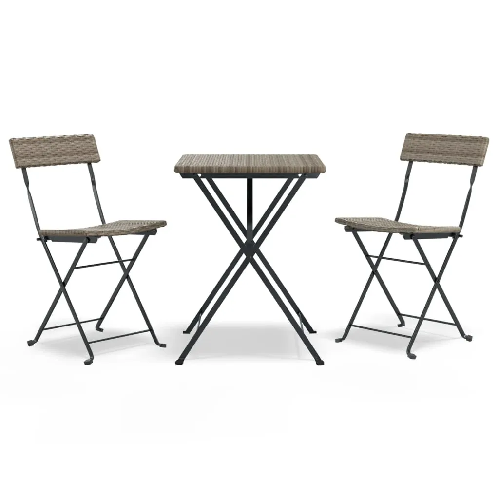 Ensemble Table et Chaises de Jardin pour Petit Espace Gris Pliable - 3