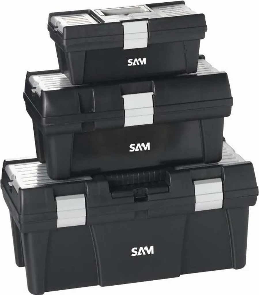 Coffre à outils SAM CAOPACK en plastique rigide noir lot de 3 pièces