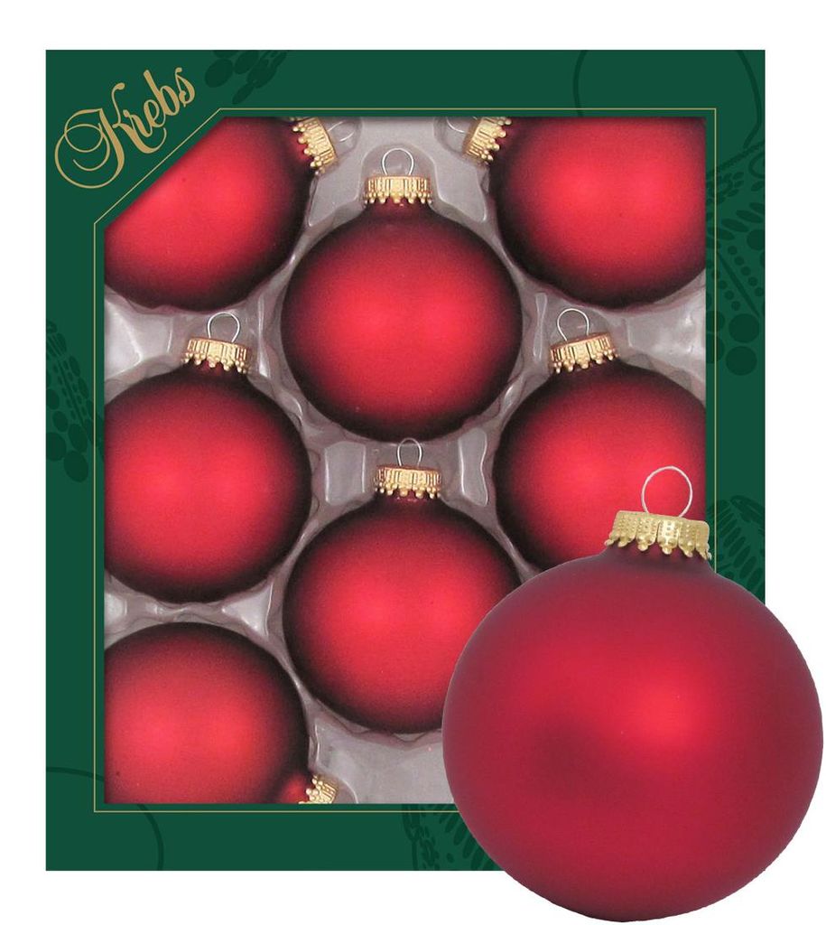 Krebs Glas Lauscha 8er Set einfarbige Christbaumkugeln in Produktbild 