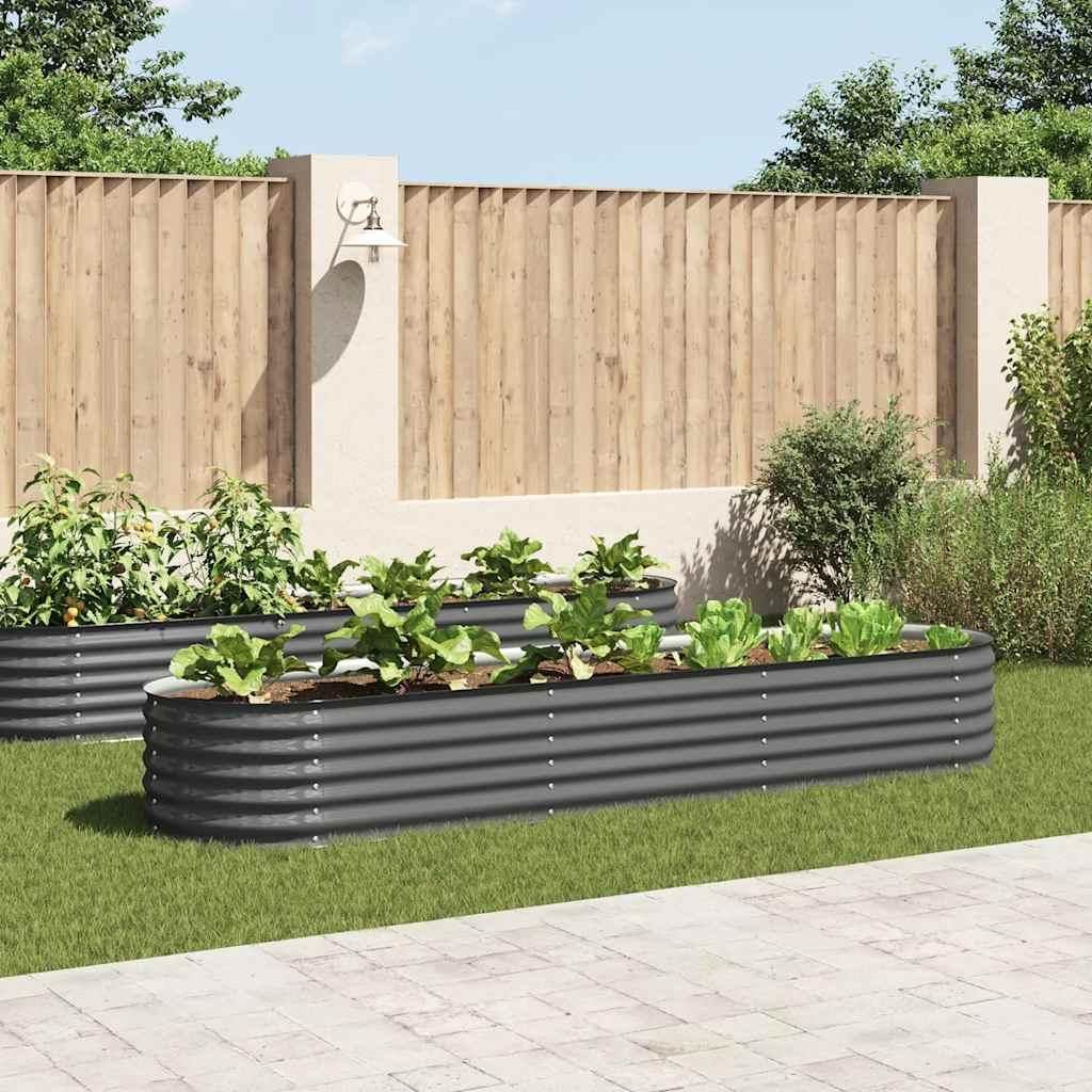 vidaXL Garten-Hochbeet 320x80x44 cm Verzinkter Stahl Grau
