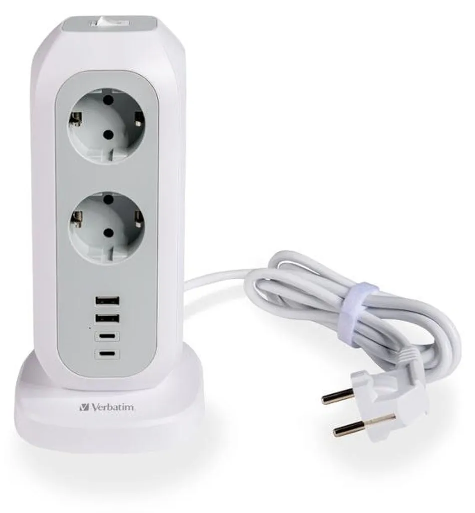 Verbatim Tour d'alimentation 11AC EUPT-01 avec 2xUSB-C et 2xUSB-A 49547
