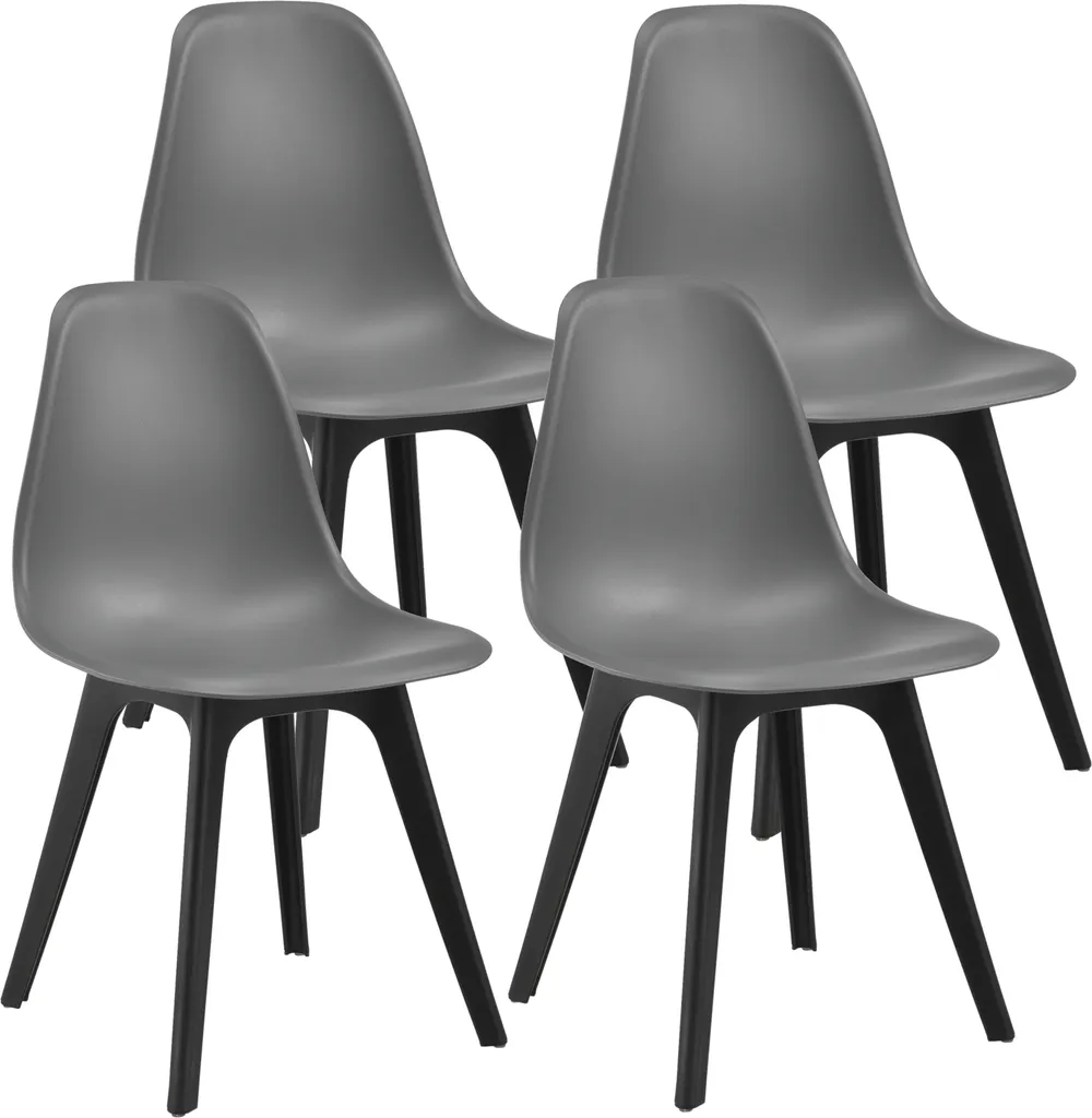 Chaises Scandinaves Grises pour Salle à Manger et Cuisine - Lot de 4