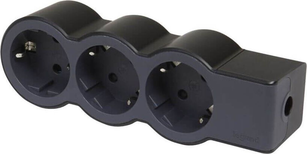 Legrand Flache Steckdosenleiste 3x Steckdose, ohne Kabel Kabel Schwarz 694574