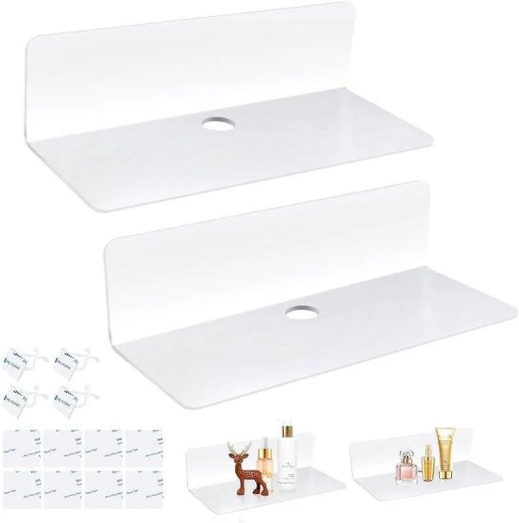 Étagère murale suspendue pour petits appartements, acrylique blanc compact