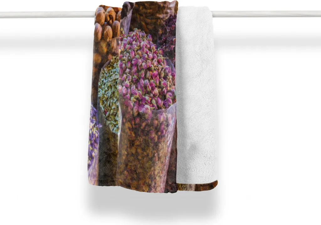 ABAKUHAUS Coperta morbida in pile di flanella, ingredienti essiccati colorati, morbida e confortevole per interni ed esterni, 125 x 175 cm, multicolore