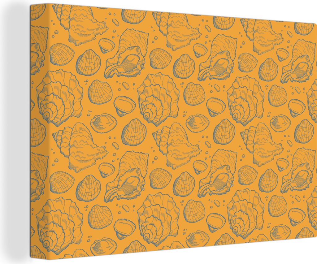 OneMillionCanvasses - Leinwandbilder - 140x90 cm, Muscheln - Gelb - Orange - Muster, Wandbilder Kunstdruck Wanddekoration - Foto auf Leinwand - G...