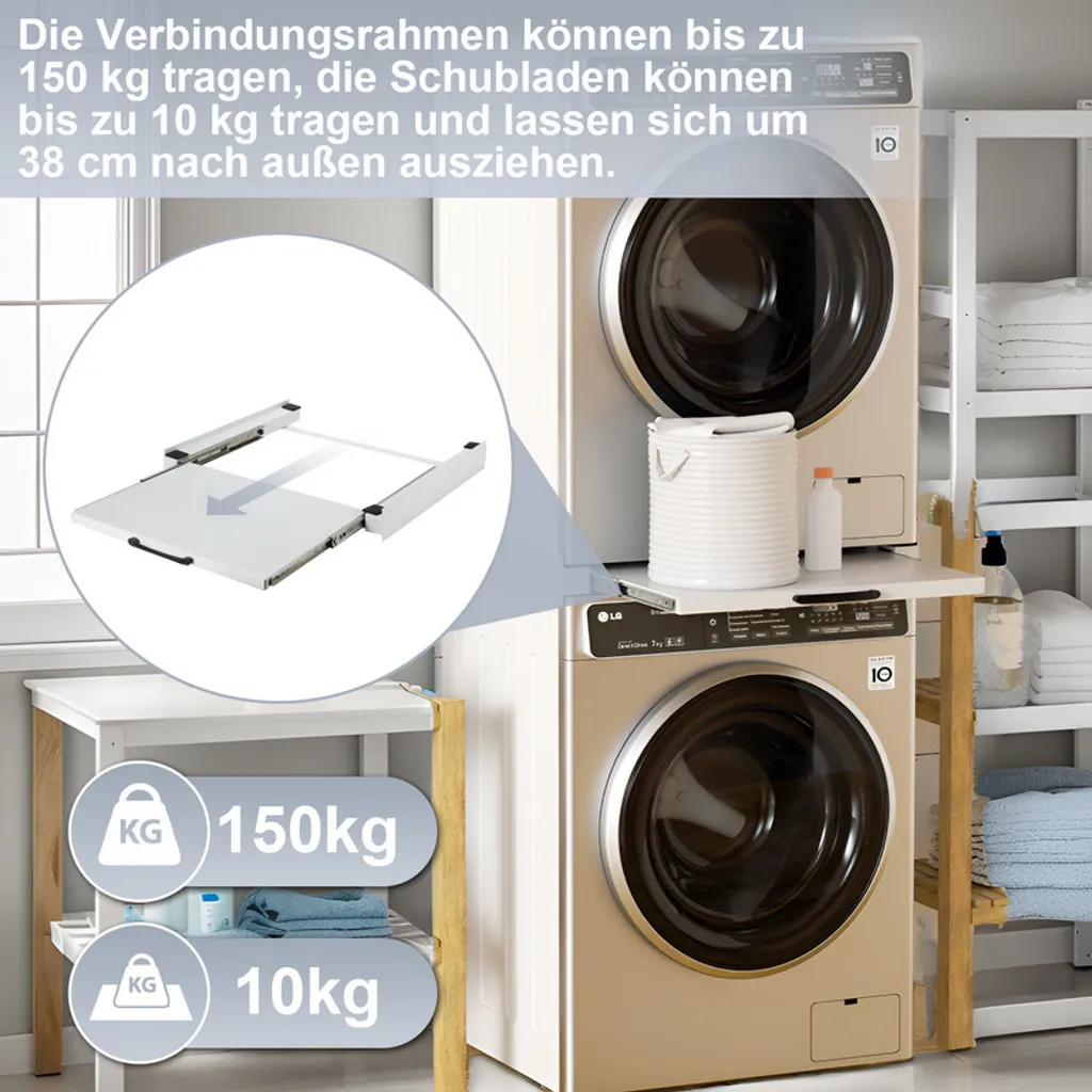 Kit de superposition lave-linge et sèche-linge avec tablette tiroir