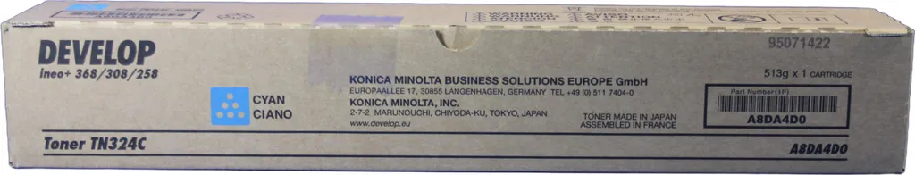 Toner Cyan Konica Minolta TN-324C A8DA4D0 pour Bizhub C258 C308 C368