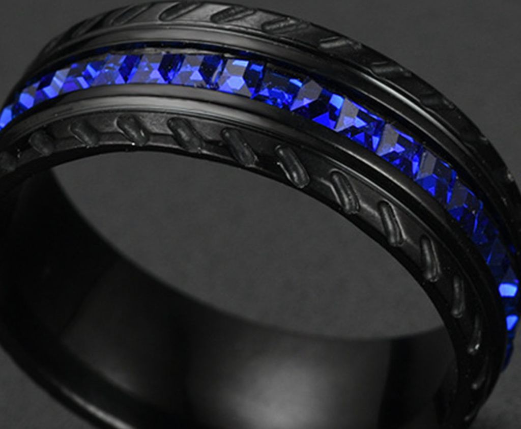 Reifenform-Fidget-Ring, lichtbeständiger Schmuck für Männer und Frauen, hübscher, trendiger Ring für das tägliche Leben-Blau,US 12