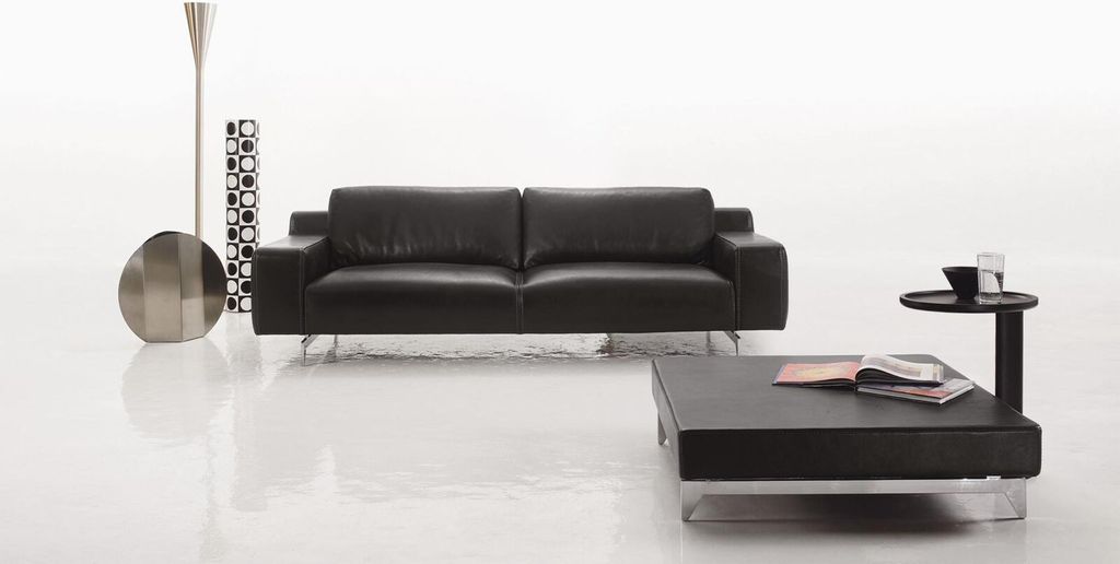 Dreisitz Luxus Sofa 3 Sitzer Sofas Sitz Design Couch Möbel Stil Leder Schwarz