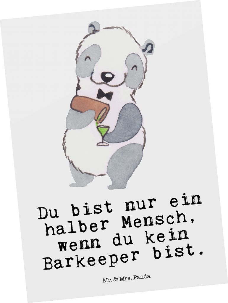 Mr. & Mrs. Panda Postkarte Barkeeper Herz - Weiß - Geschenk, Kurs, Postkarten, Grußkarte, Ausbildung, Ansichtskarten, Bartender, Fotokarte, Ansic...