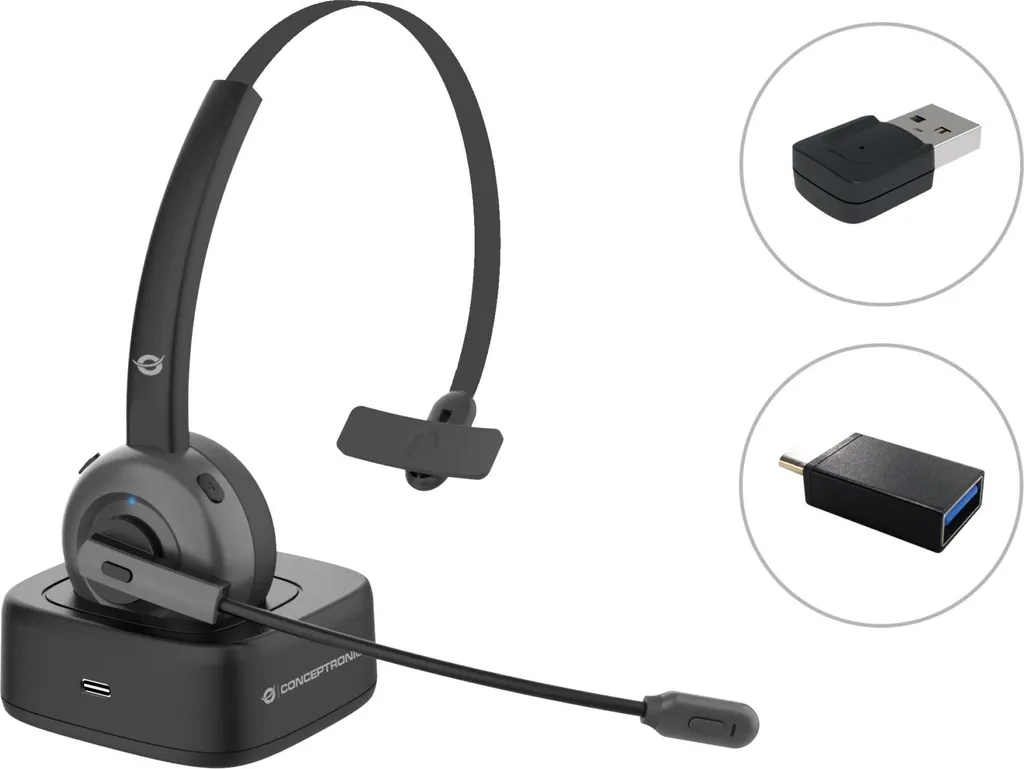 Casque audio Bluetooth circum-auricular avec base de recharge sans fil
