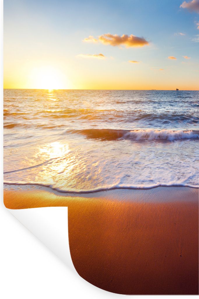 MuchoWow Wandtattoo Wandsticker Wandaufkleber Strand - Meer - Sonne - Horizont 60x90 cm Selbstklebend und Repositionierbar - Sticker - Dekorfolie