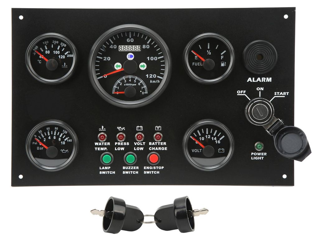 5-Gauge-Cluster-Set, Tachometer, Kraftstoffstand, Wassertemperatur, Öldruckmesser, Voltmeter, Bootsinstrumententafel