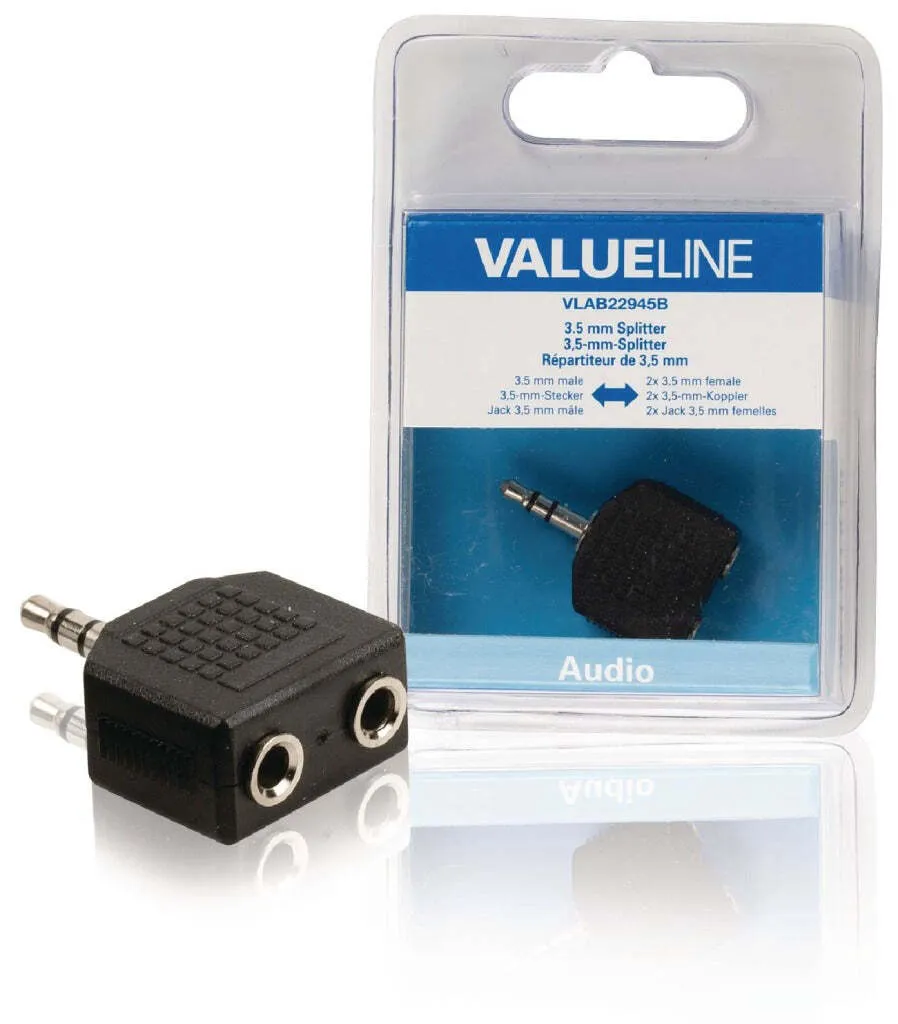 Valueline Vlab22945B Splitter Audio 3.5mm Maschio a 2X Femmina Nero