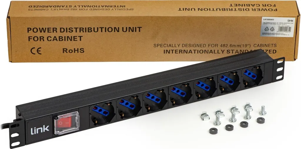 Unité de distribution PDU Rack 19 pouces 7 Prises LINK LK10084 Italie