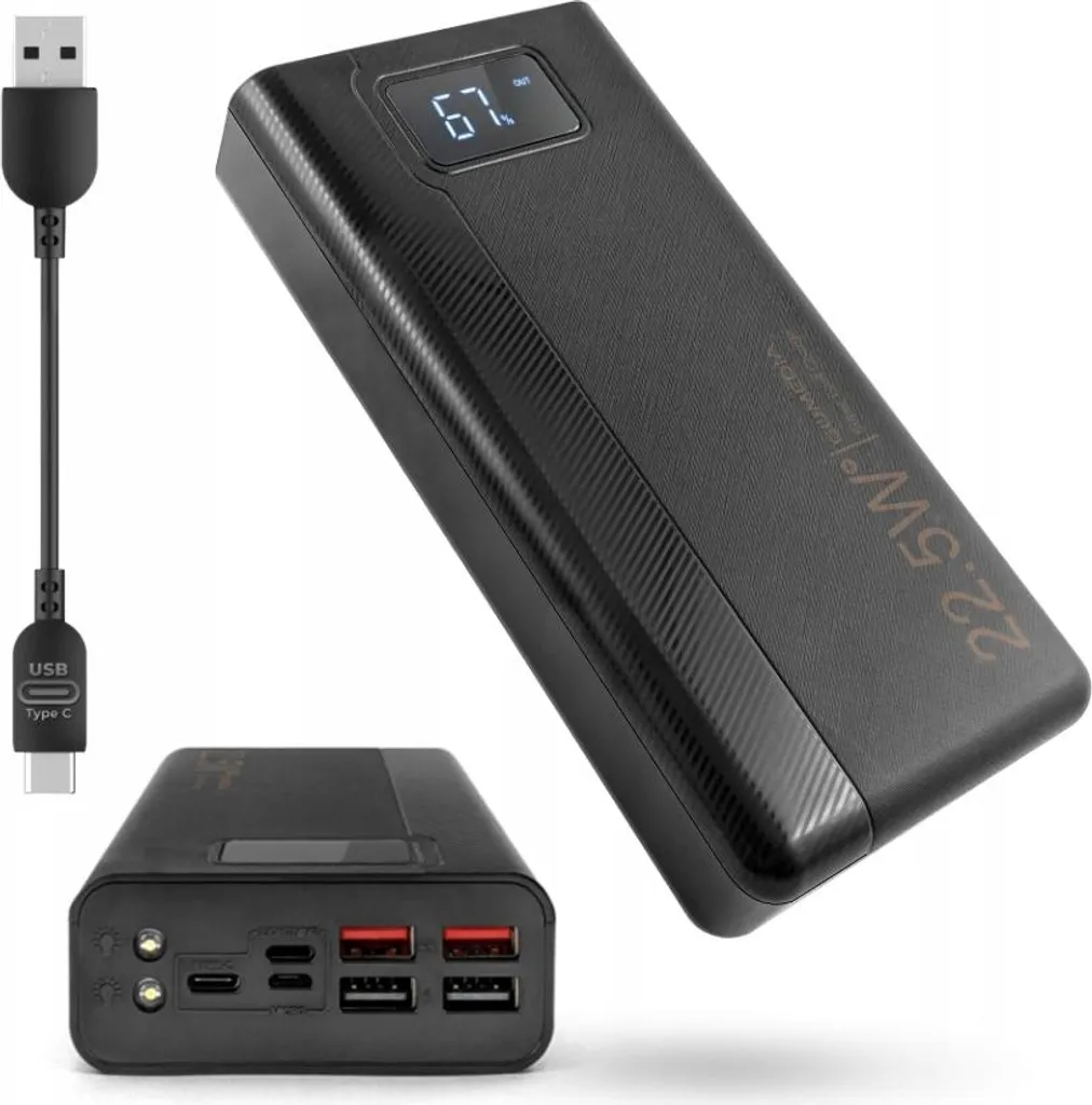 Power Bank 10000mAh chargeur portable universel 3A avec lampe de poche