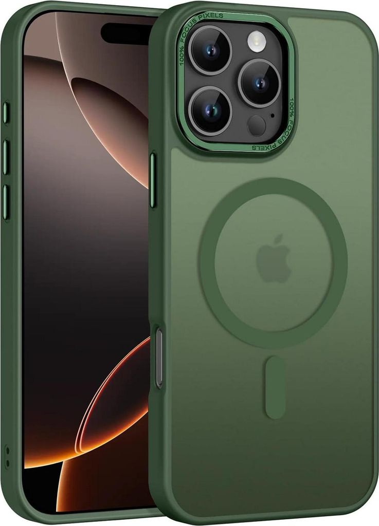 Handyhülle für iPhone 16 Pro Max Hülle MagSafe kompatibel mit Metall Kamerarahmen Magnet Case TPU Kantenschutz