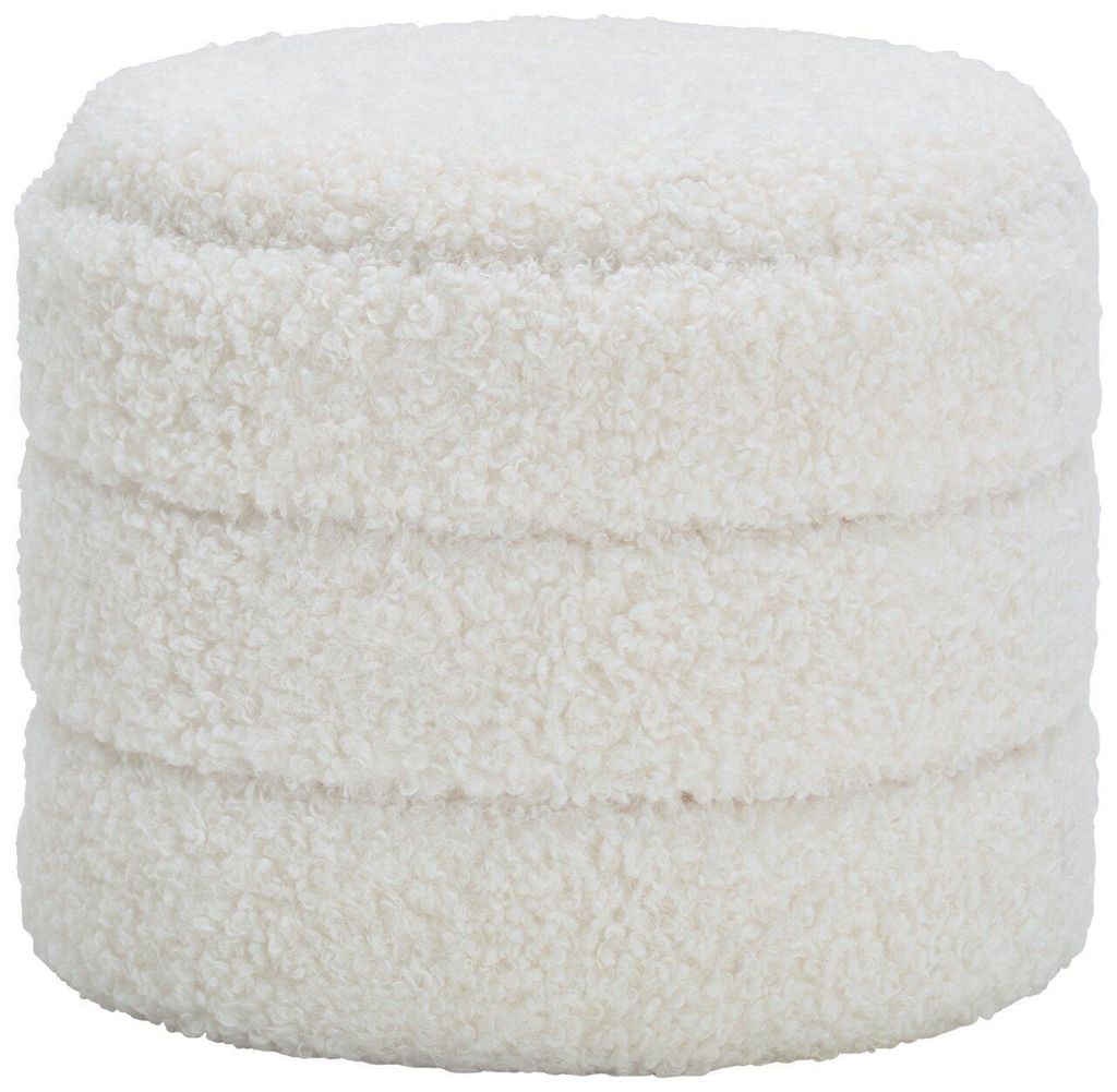 Hocker NINA mit Stauraum, Bouclé Weiß, 49 cm breit, 43 cm hoch, bis 150 kg belastbar