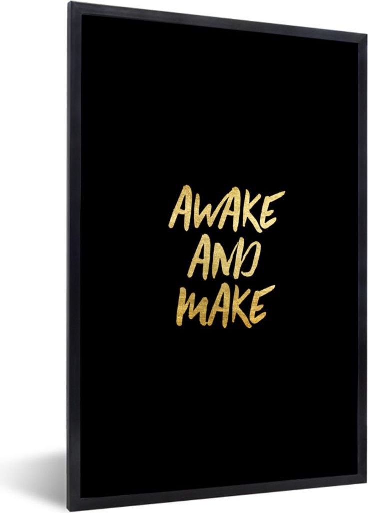 MuchoWow Gerahmtes Poster Zitate - Gold - Schwarz 20x30 cm - Poster mit Schwarzem Bilderrahmen Wandposter Rahmen Foto Bilder - Drucken - Bilder P...