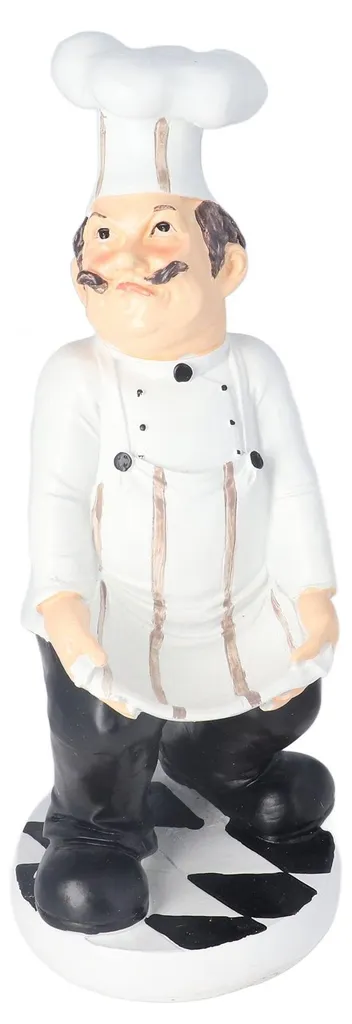 Statue de Chef Cuisinier Style Rustique avec Tablier Américain - 35cm