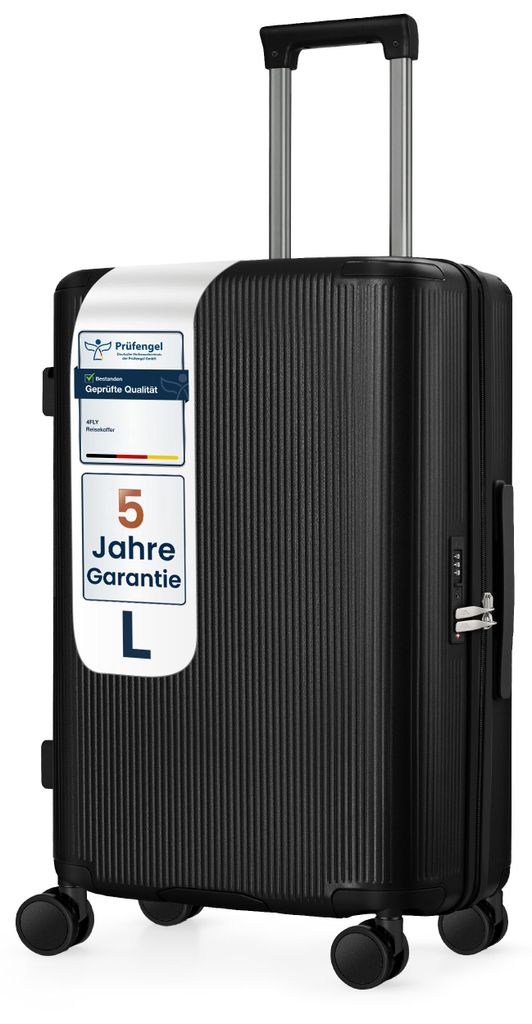 4FLY Hartschalen-Reisekoffer 68 cm (67L) aus Polycarbonat – mit TSA-Schloss, 4 Spinner-Doppelrollen und Aluminium-Teleskopgriff, Aufgabegepäck