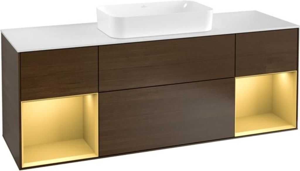 V&B Waschtischunterschrank Wandbeleuchtung Finion 160cm, Pl wh. m, Reg gol m Lac, wal ven