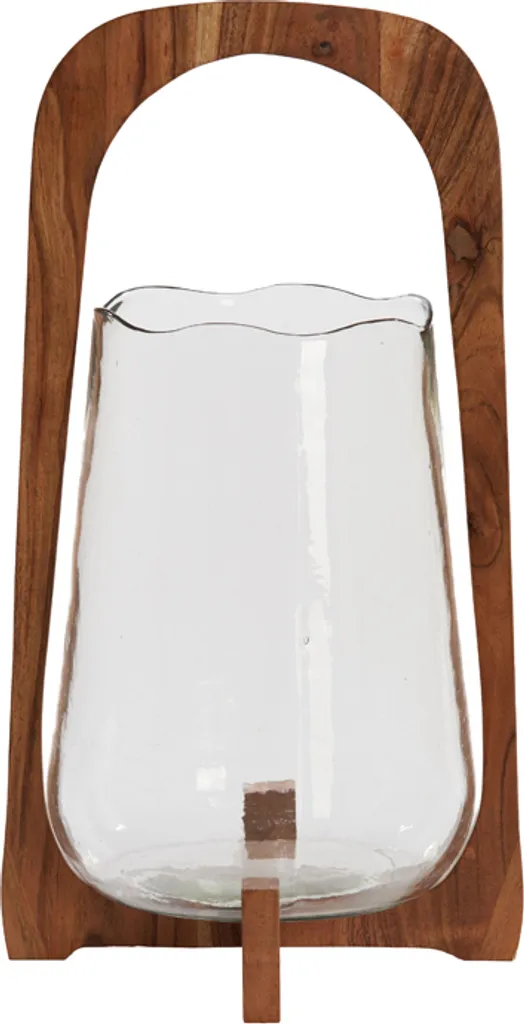 Lanterne design ANOSY Ø26 cm bois naturel et verre clair Light Living