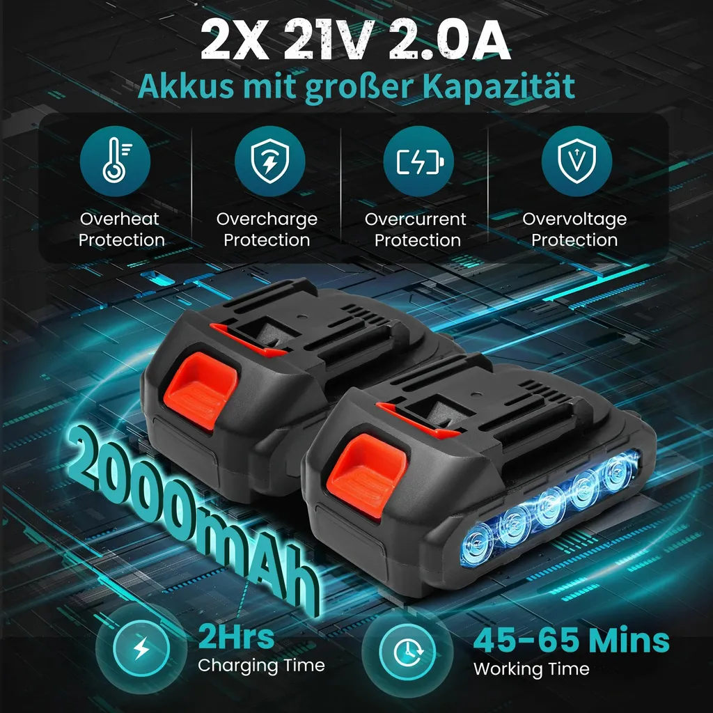 Mini tronçonneuse à une main, pack 2 batteries 2.0Ah, guide 15cm léger - 6