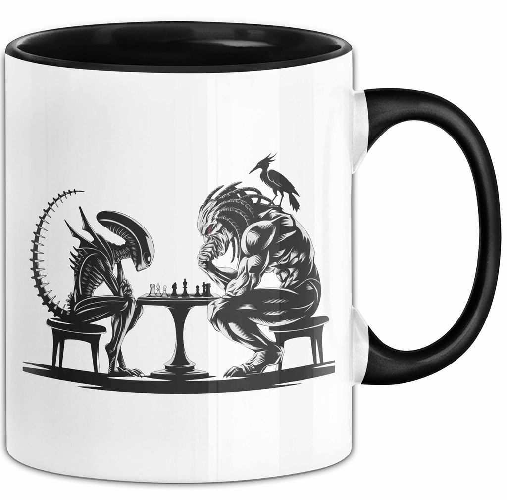 Alien vs. Predator Tasse Geschenk Lustige Geschenkidee (Schwarz)