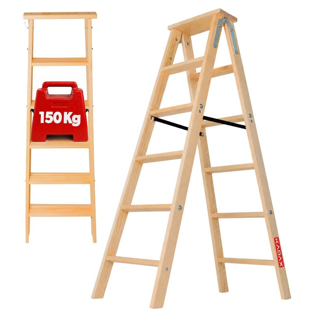 KADAX houten trap, uitschuifbaar, 2x6 treden, inklapbaar, Productafbeelding 