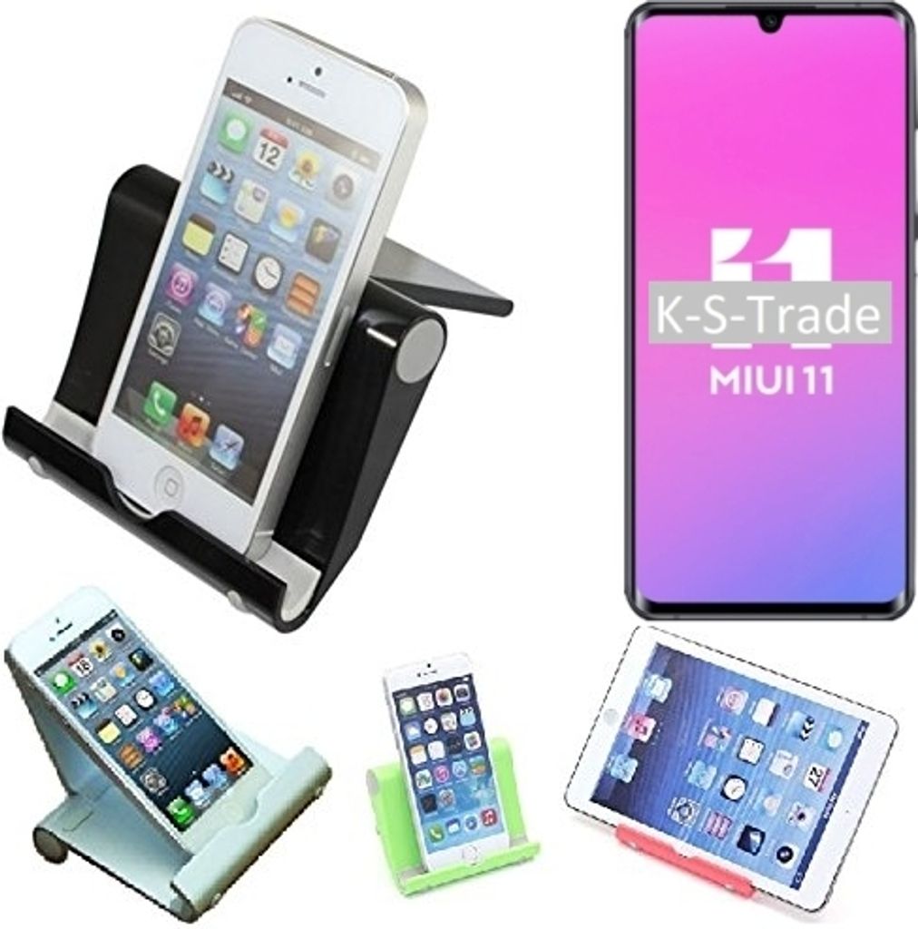 K-S-Trade Handy-Ständer kompatibel mit Xiaomi Mi Note 10 Lite faltbarer Tischständer Smartphone Tablet Halterung Reise