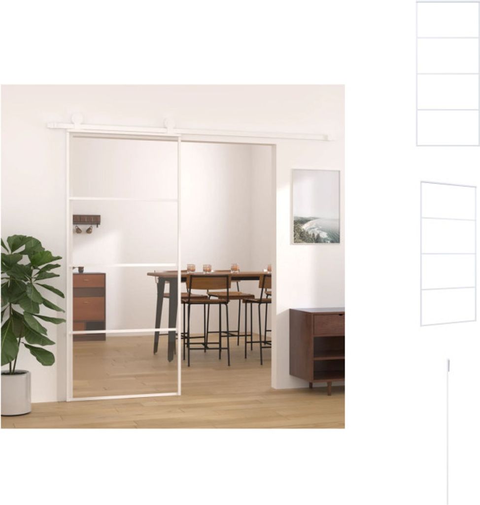vidaXL Schiebetür ESG-Glas und Aluminium 90x205 cm Weiß - Haustüren