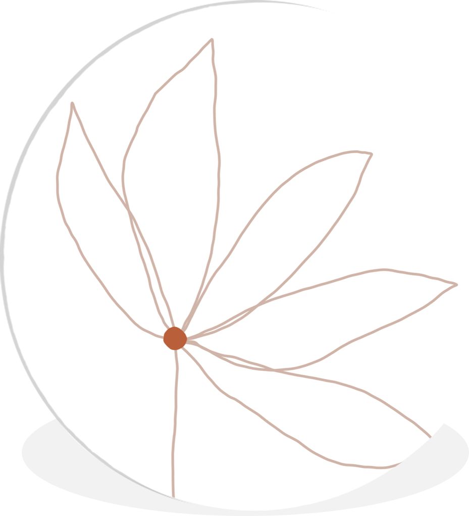 MuchoWow Rundes Wandbild - Runde Bilder Minimalismus - Blumen - Linienkunst Ø 30 cm Kreis Wanddekoration Kunststoff - Wandkreis - Wandschmuck - ...